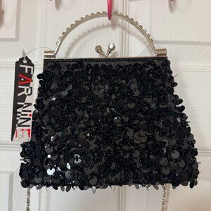 NWT Vintage Y2K Far Nine Beaded Sequin Clutch Purse With Chain Strap